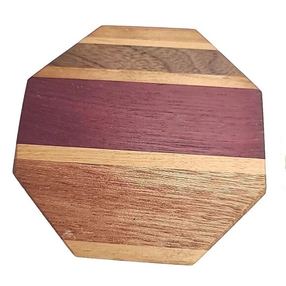 Set Of 8 Wooden Drink Coasters W/Holder Handmade USA Walnut Acacia Cherry Wood - Picture 7 of 16